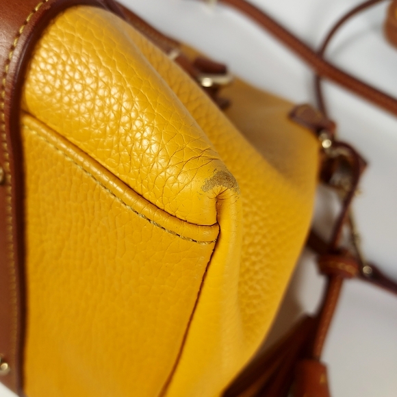 Dooney & Bourke Bristol Yellow Leather Handbag with Brown Accents With Wallet - Picture 15 of 16